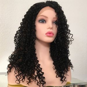 Kinky curly Afro wig lace front black brown